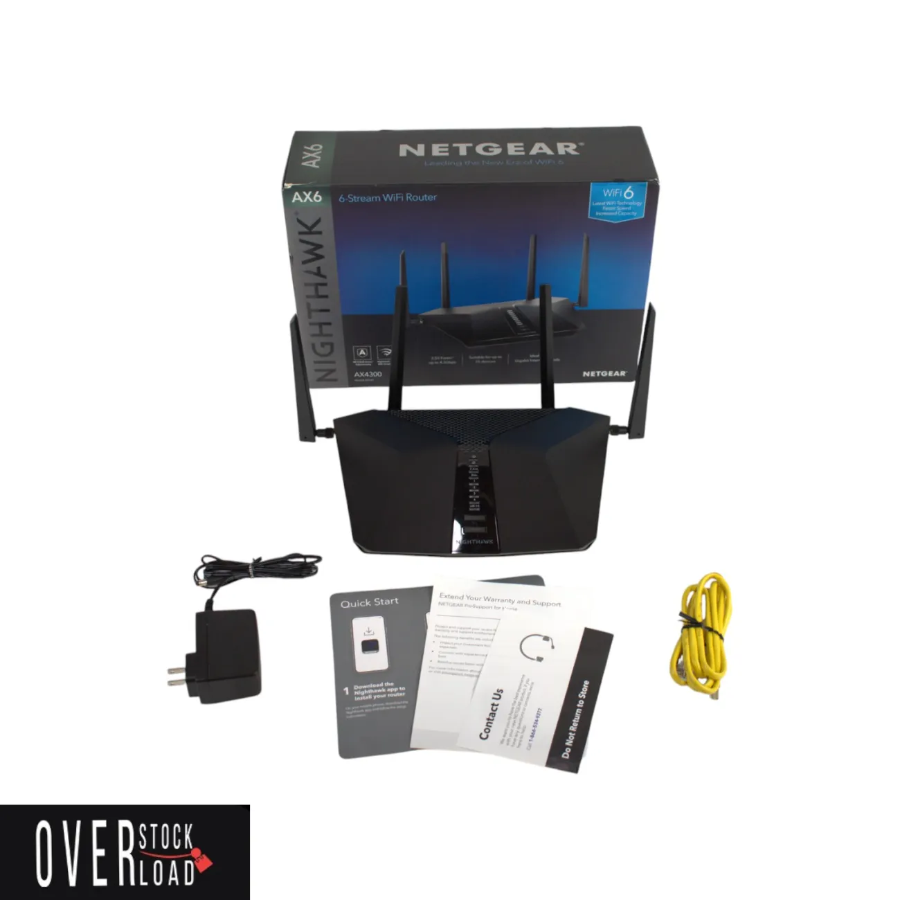 NETGEAR Nighthawk AX6 AX4300 6-Stream Wi-Fi Router RAX45-100NAS 4K 1.5GHz